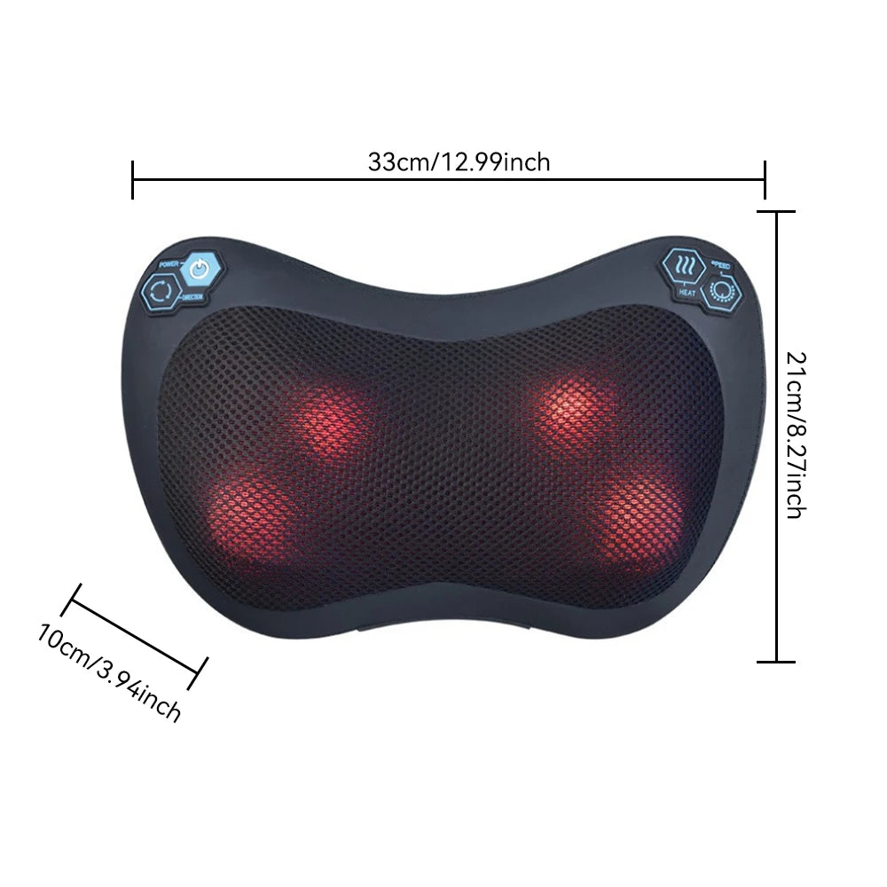 Electric Massage Pillow Neck Massager Cervical Shoulder Waist Kneading Body Deep Tissue Massage Muscle Relaxation Back Massager Pillow