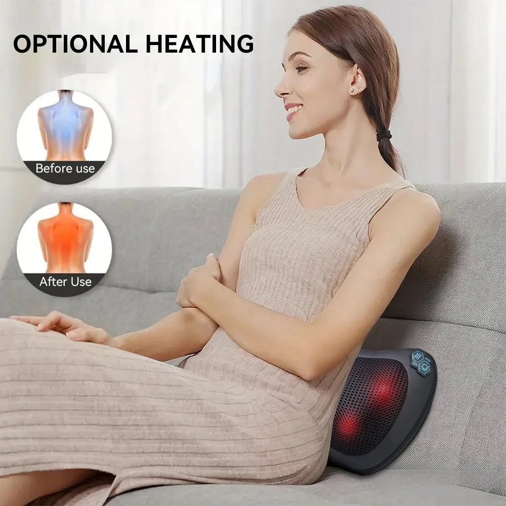 Electric Massage Pillow Neck Massager Cervical Shoulder Waist Kneading Body Deep Tissue Massage Muscle Relaxation Back Massager Pillow