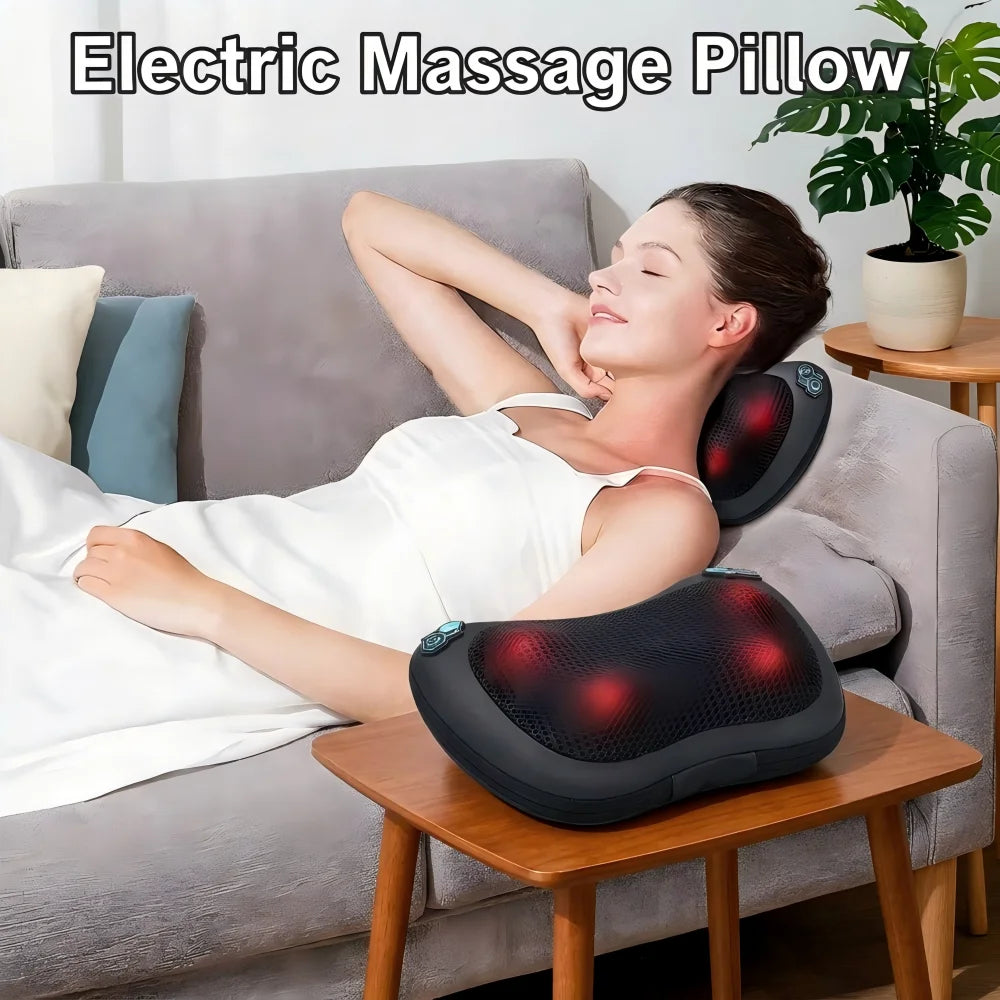 Electric Massage Pillow Neck Massager Cervical Shoulder Waist Kneading Body Deep Tissue Massage Muscle Relaxation Back Massager Pillow